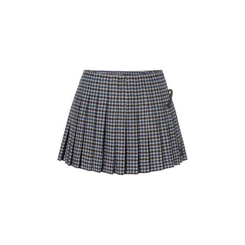 PRADA Checked Wool Mini Skirt