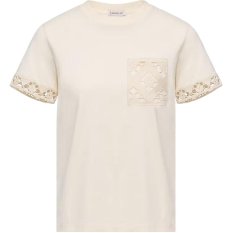 Женская футболка Moncler Macramé-Trimmed (черная)