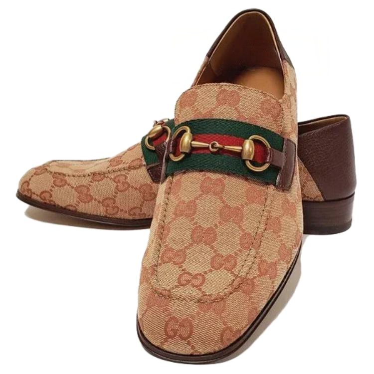 Мужские лоферы Gucci Horsebit Web GG (коричневые) — фото 5