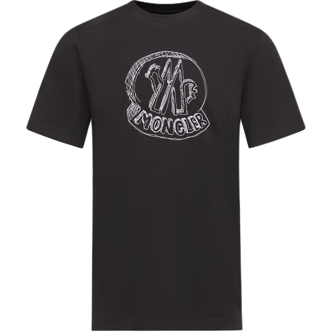 Мужская футболка Moncler SS26 Sketch Embroidered Logo Cotton T-Shirt (черная)