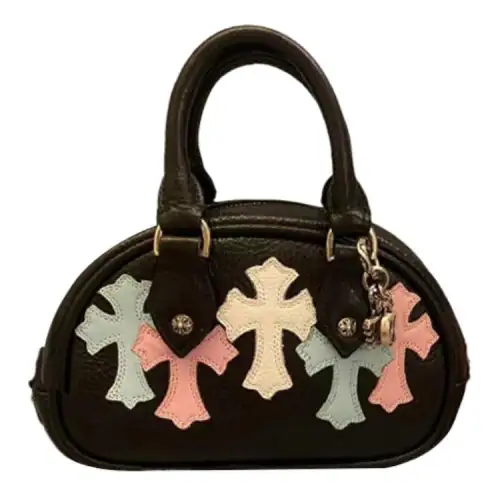 Chrome Hearts Leather Bowling Bag, Shoulder Bag, Crossbody Bag, Handbag Mini Women's Black