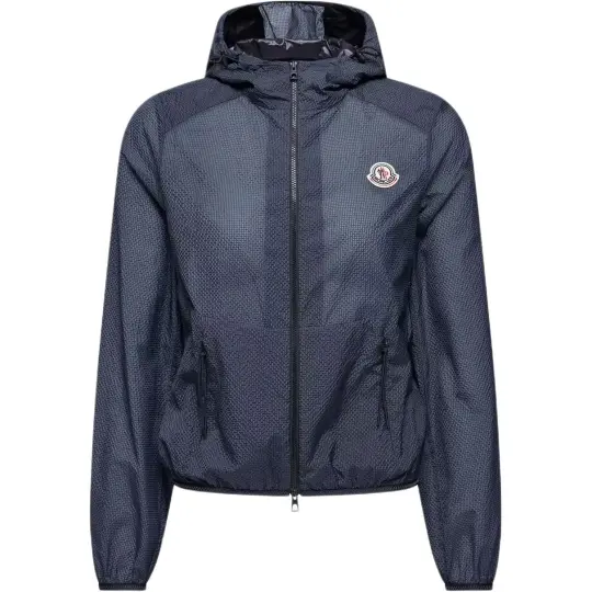 Moncler Moncler SS26 Edasic Seersucker куртка с капюшоном с логотипом и капюшоном, с длинными рукавами, повседневная походная куртка на открытом воздухе, женский стиль