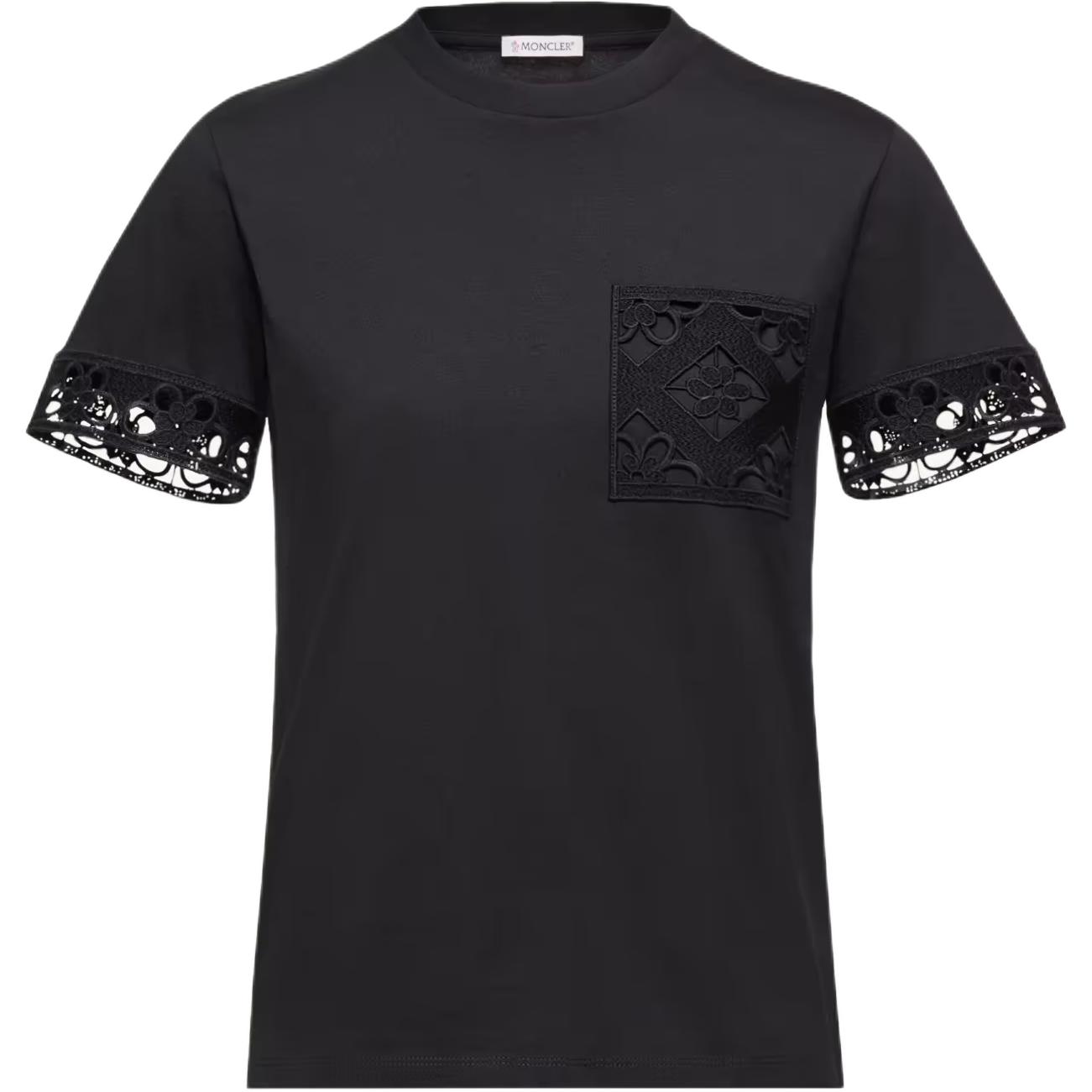 Женская футболка Moncler Macrame-Trimmed Cotton (белая)