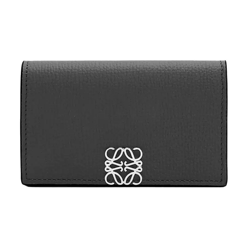 LOEWE Anagram Pebble Texture Cow Leather Business Card Holder Women's Black