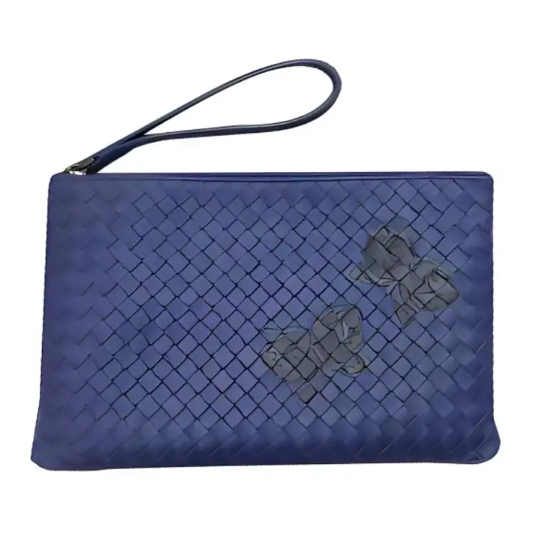 Bottega Veneta Leather Clutch Women's Blue