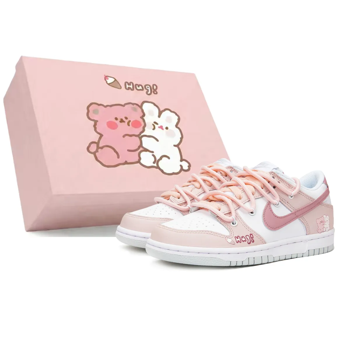 Nike Dunk Low top Skateboard Shoes Women's White Pink