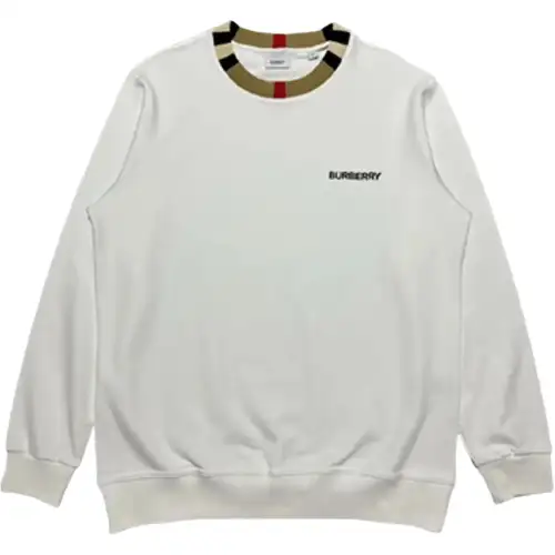 Burberry Icon Stripe Trim Cotton Sweatshirt