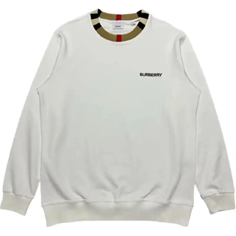 Burberry Icon Stripe Trim Cotton Sweatshirt