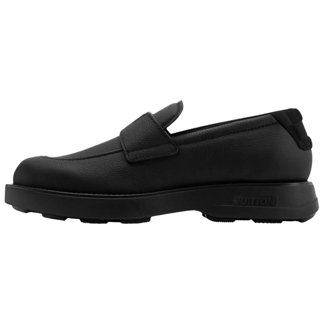 LOUIS VUITTON BASTILLE Cow Leather Loafers Men's Black
