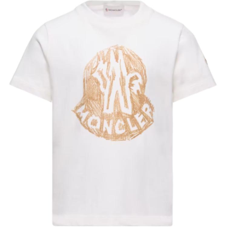 Детская футболка Moncler Print Cotton T-Shirt (белая)