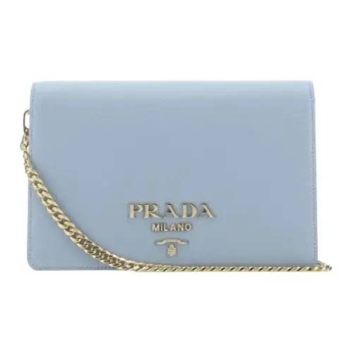 PRADA Saffiano Leather Crossbody Bag, Shoulder Bag Mini Women's Light Blue
