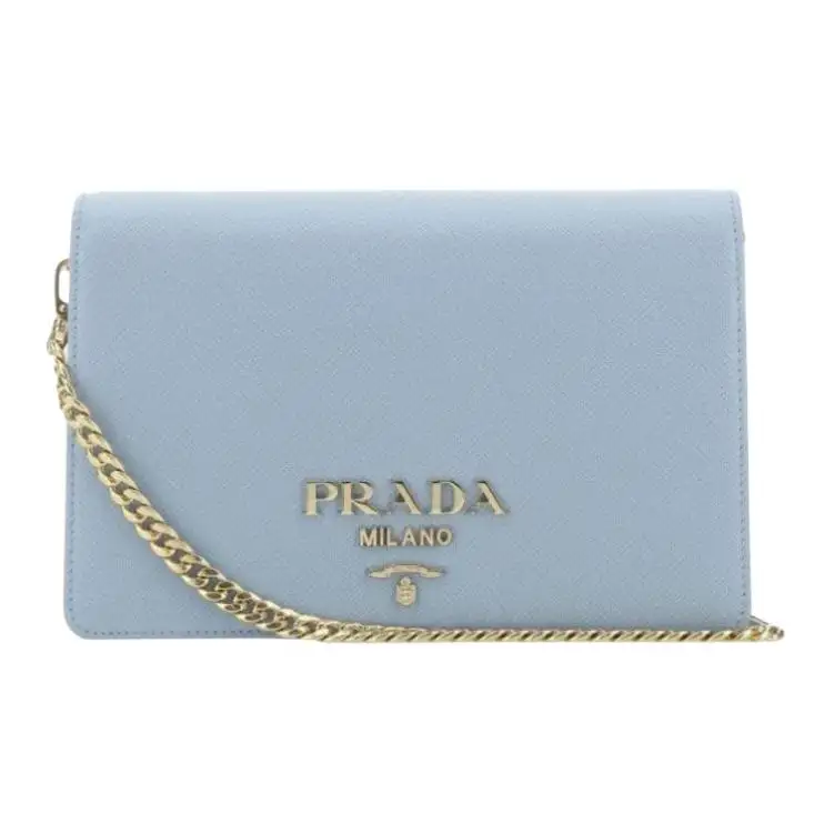 PRADA Saffiano Leather Crossbody Bag, Shoulder Bag Mini Women's Light Blue