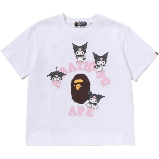 A BATHING APE × Sanrio/Sanrio совместная модель Kuromi с классическим узором, повседневная футболка SS26, женский стиль