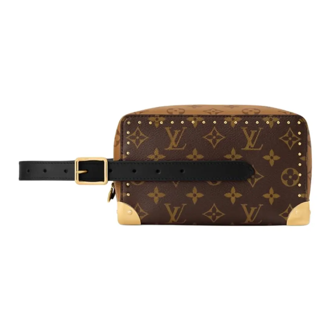 LOUIS VUITTON Dopp Kit Coated Canvas Toiletry Bag Unisex Brown