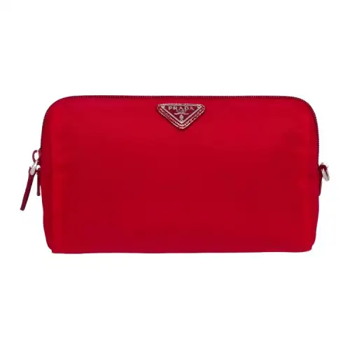 PRADA Nylon Makeup Bag Women's Red