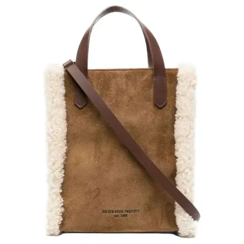 Golden Goose Suede With Shearling Trim Shoulder Bag, Crossbody Bag, Handbag Women's Brown