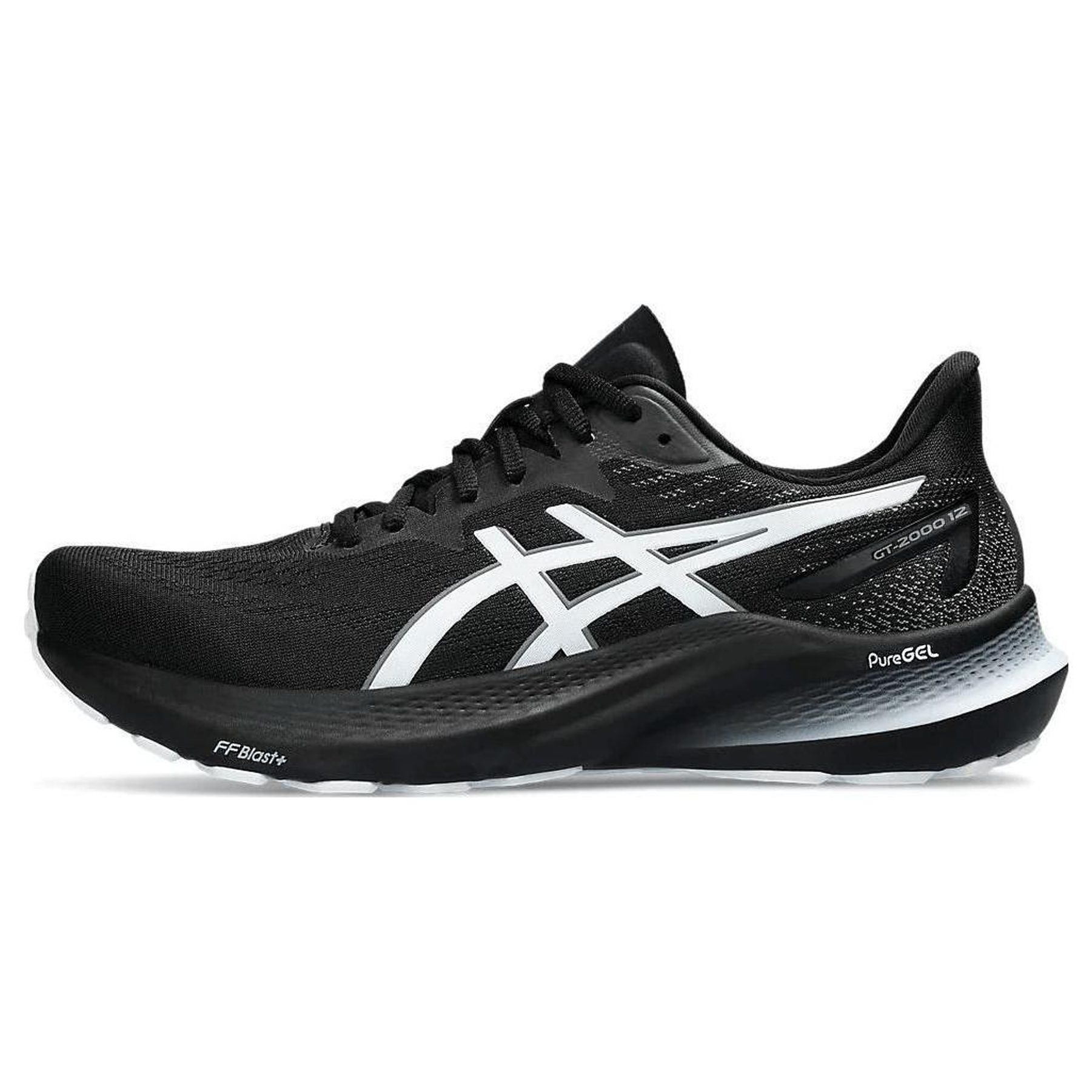 ASICS GT-2000 12 logo lace-up arch support mesh low-top training long-distance physical test running shoes men's black and white