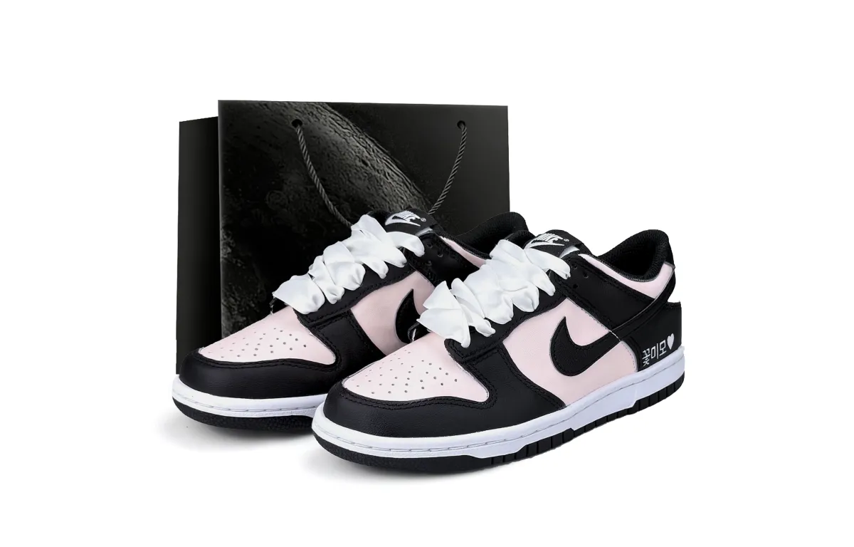 Nike Dunk Abrasion Resistant Low top Skateboard Shoes Unisex Black Pink