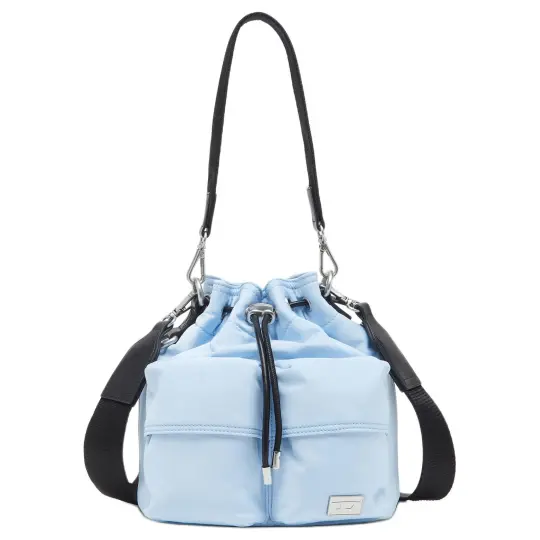 DIESEL SS26 SUPER LUCKY DAY Сумка на плечо из полиэстера с застежкой на шнурок, женская, светло-синяя