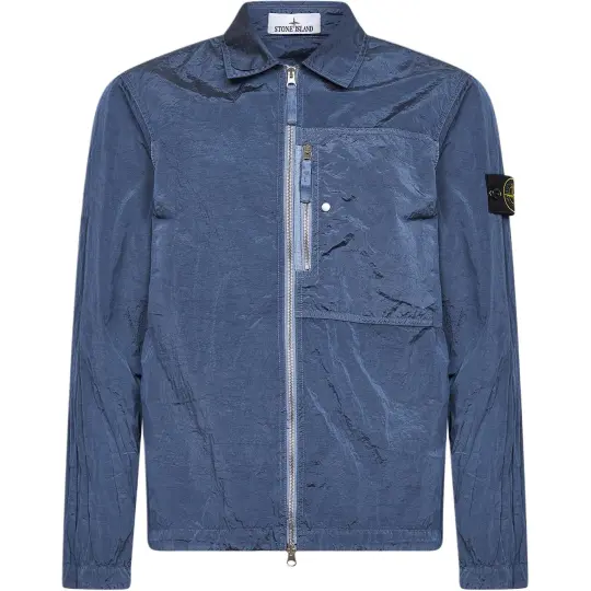 STONE ISLAND Stone Island SS26 серия выбора Нейлон Металл Металл Нейлон однотонный логотип нашивка с лацканами один карман на молнии куртка с длинными рукавами мужская ВВС синего цвета