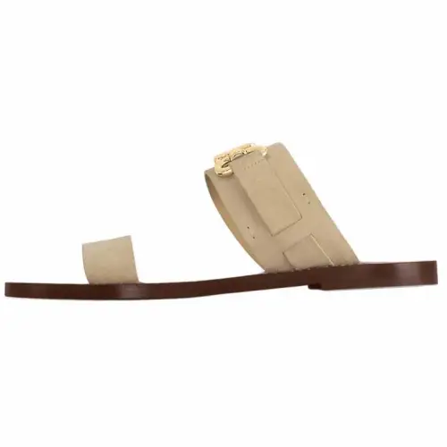 LOUIS VUITTON Metal Detail Slide Slippers Women's Khaki