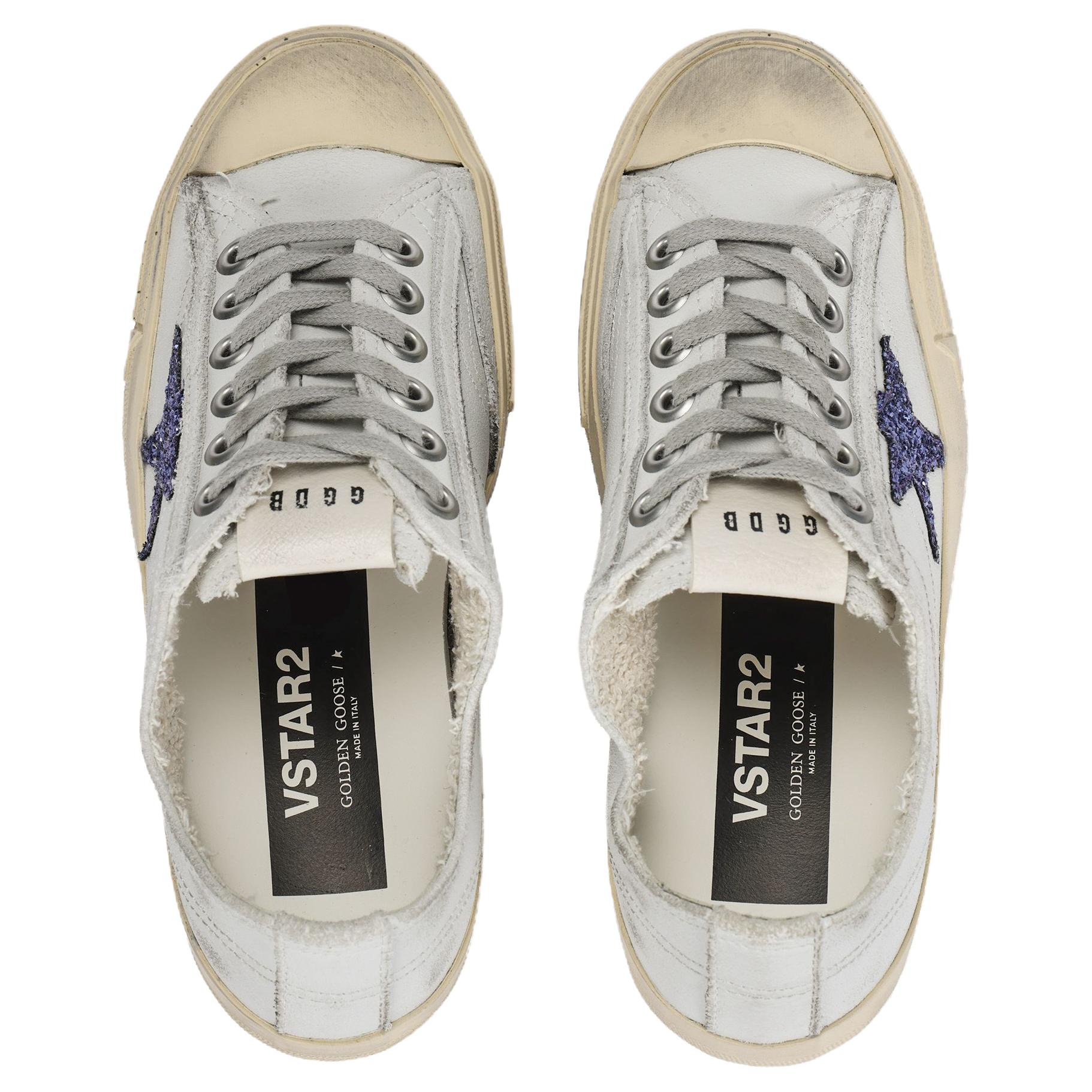 Golden Goose V Star 2 Cow Leather Low top Skateboard Shoes Women's White