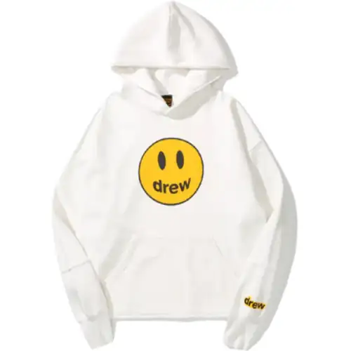 Drew House Smiley Collection SS21 Deconstructed Mascot Hoodie Mascot Smiling Face Hooded Fleece Lined Pullover