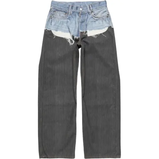 Acne Studios SS26 1981 Свободные женские широкие джинсы в тонкую полоску с 3D-принтом и низкой посадкой