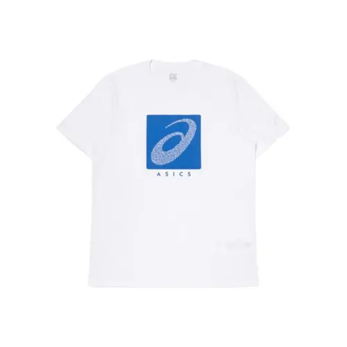 ASICS T Shirts Men's White Crew Neck Moderate Straight Fit