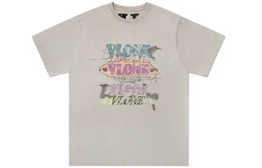 VLONE Американская гоночная культура в стиле ретро с большим логотипом, выстиранная и потертая футболка с короткими рукавами одинакового стиля для мужчин и женщин