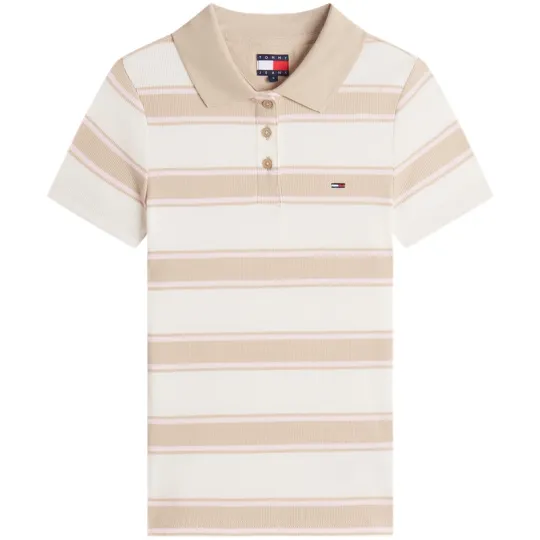 Tommy Hilfiger Tommy Jeans Series Элегантная женская рубашка-поло контрастного цвета с короткими рукавами для повседневного использования