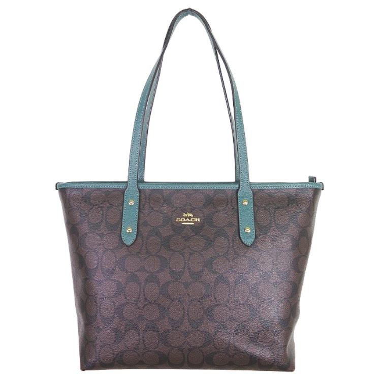 COACH City Zip Tote PVC Tote Bag, Shopping Bag, Shoulder Bag, Handbag Large Women's Dark Brown