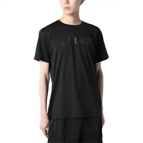 ASICS T Shirts Men's Black Crew Neck Straight Fit