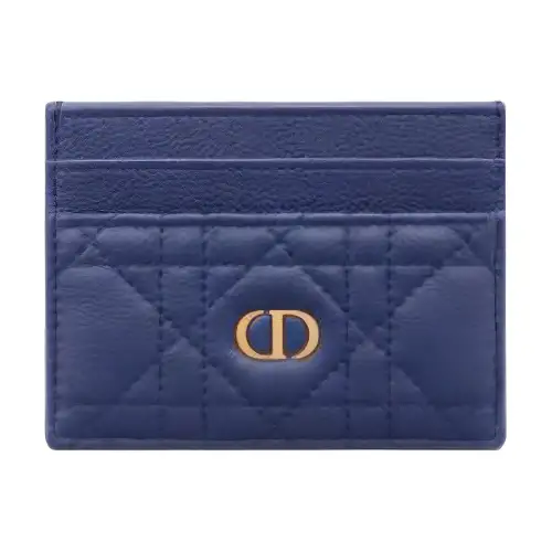 DIOR Caro Soft Cow Leather Card Holder Card Holder Women's Blue