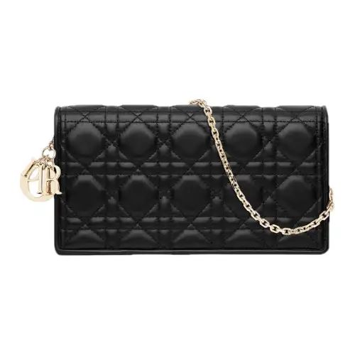 DIOR Lady Dior Silk Satin Crossbody Bags Regular Women's Black