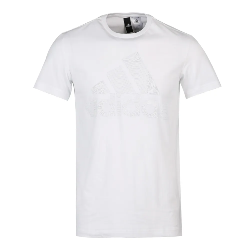 Adidas T-Shirts Men's White Crew Neck Moderate Straight Fit