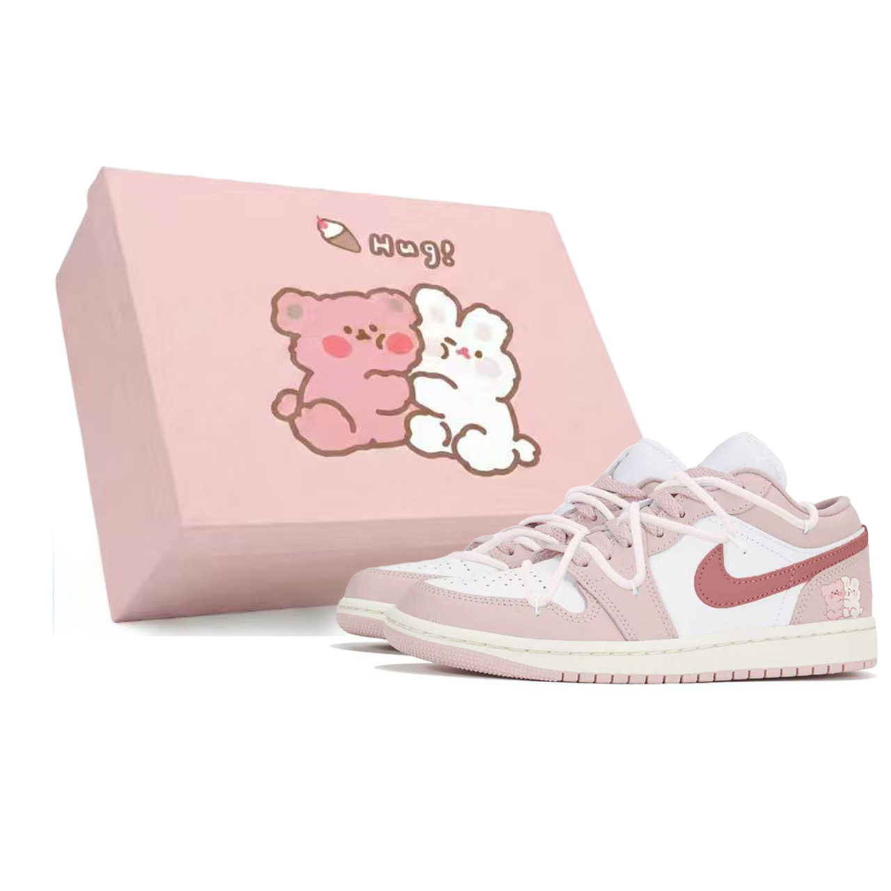 Jordan Air Jordan 1 Abrasion Resistant Abrasion Resistant Low top Vintage Basketball Shoes Women’s Pink White