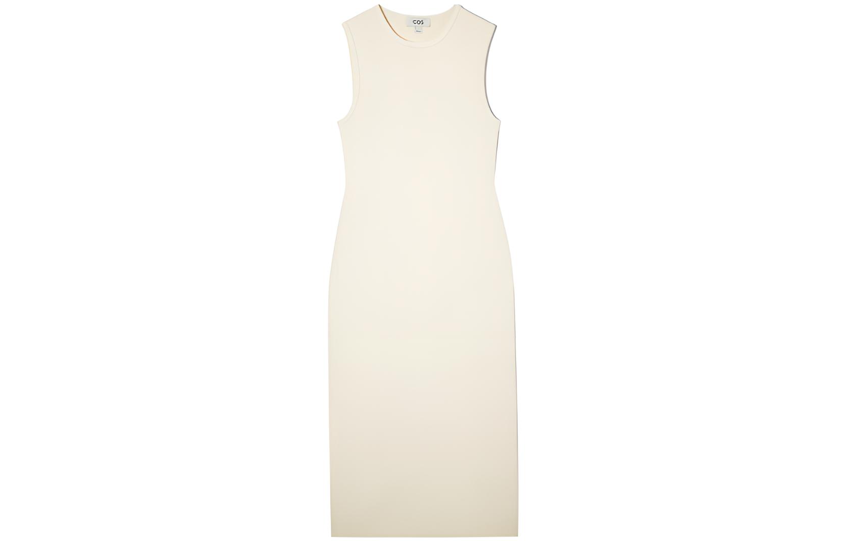 COS Sleeveless Dresses Women's Milk White Crew Neck Thin Mid Length