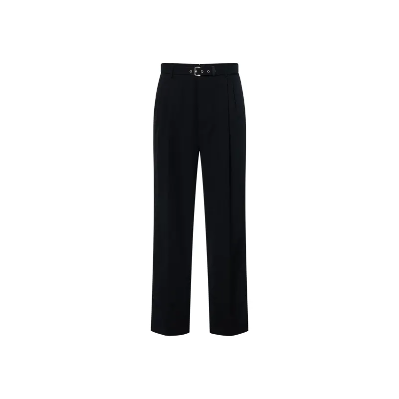 PRADA Mid Rise Belted Straight Leg Trousers