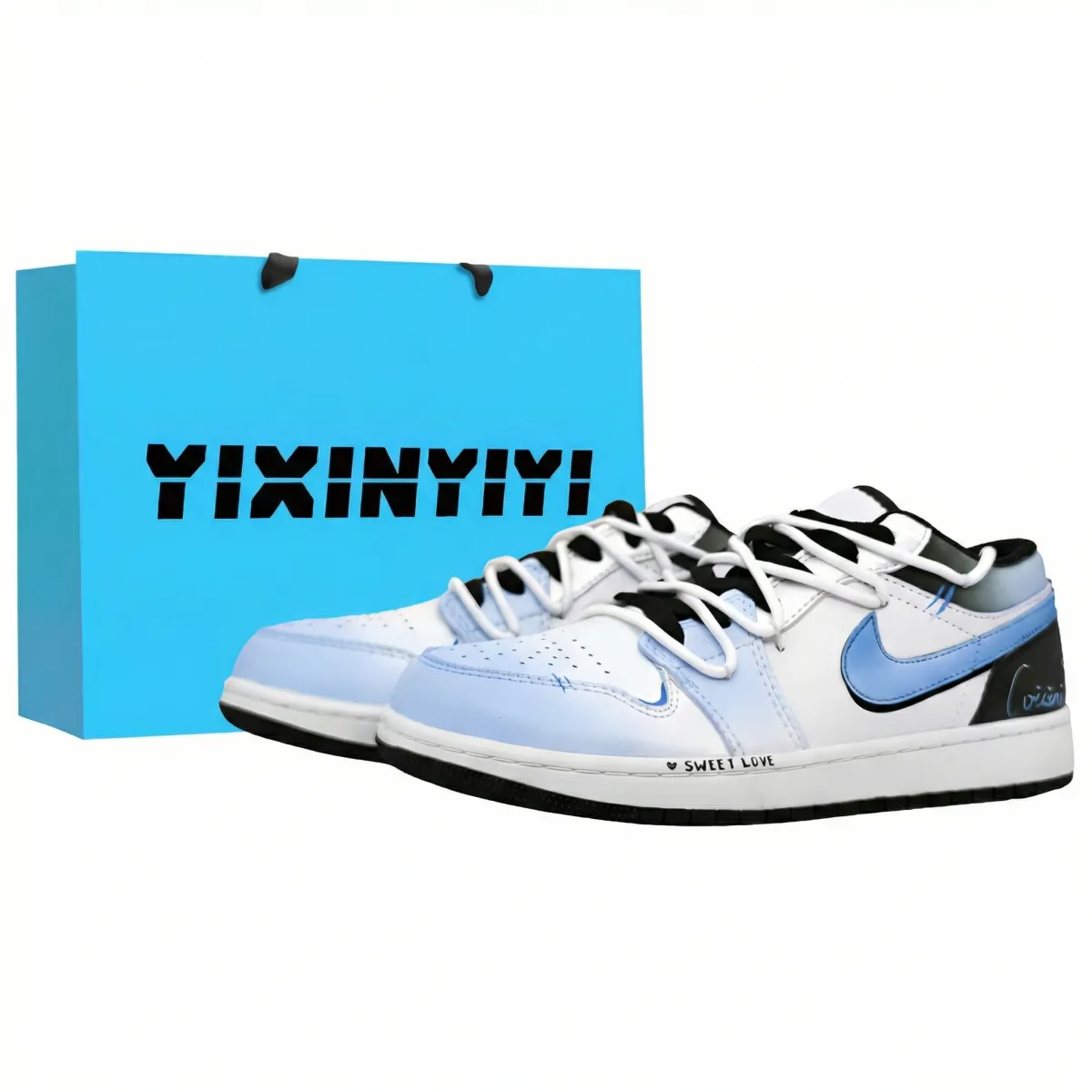 Jordan Air Jordan 1 Low top Vintage Basketball Shoes Unisex Honey Sweet Blue