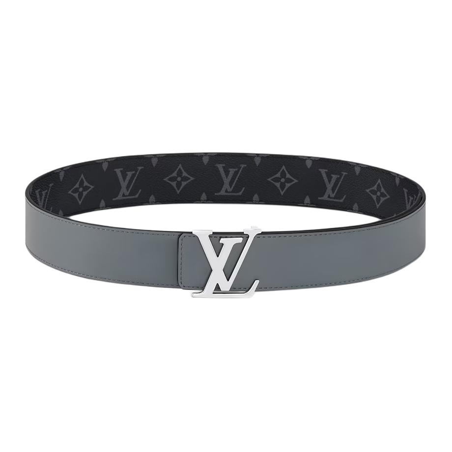 Мужской ремень Louis Vuitton Initiales (черно-серый) — фото 3