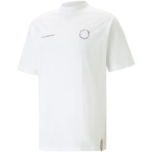 PUMA T Shirts Unisex White Crew Neck Moderate Straight Fit