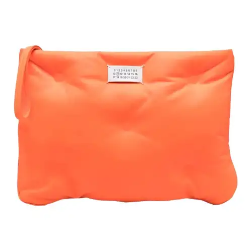 Maison Margiela Lambskin With Calfskin Cloud Bag Clutch Women's Orange