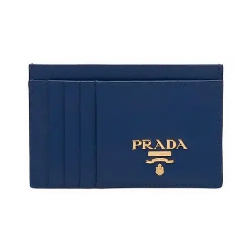PRADA Saffiano Leather Card Holder Women's Blue