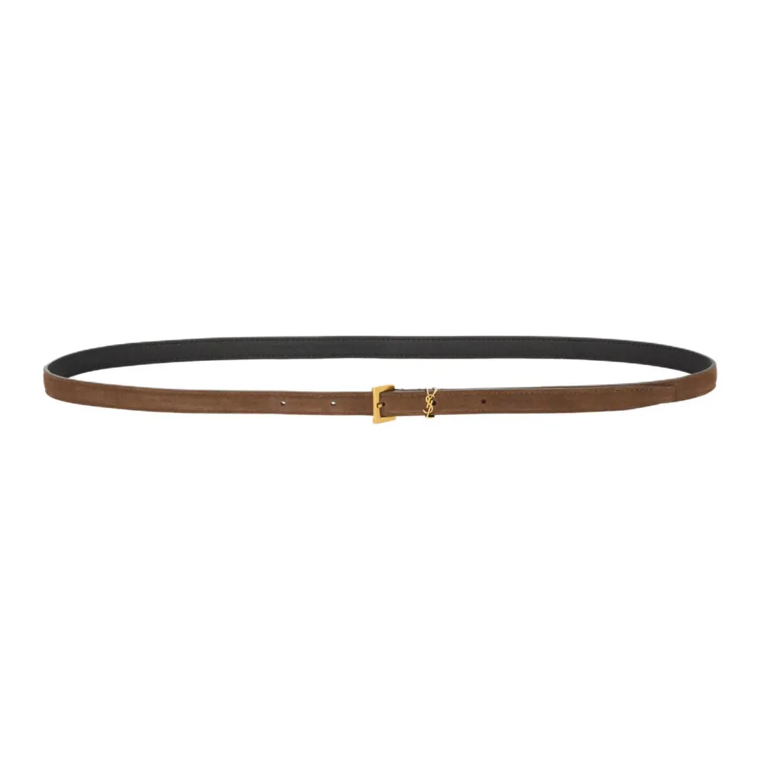 SAINT LAURENT Leather Belts Women's Brown Coffee Width 1cm