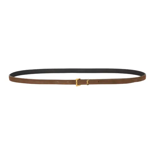 SAINT LAURENT Leather Belts Women's Brown Coffee Width 1cm