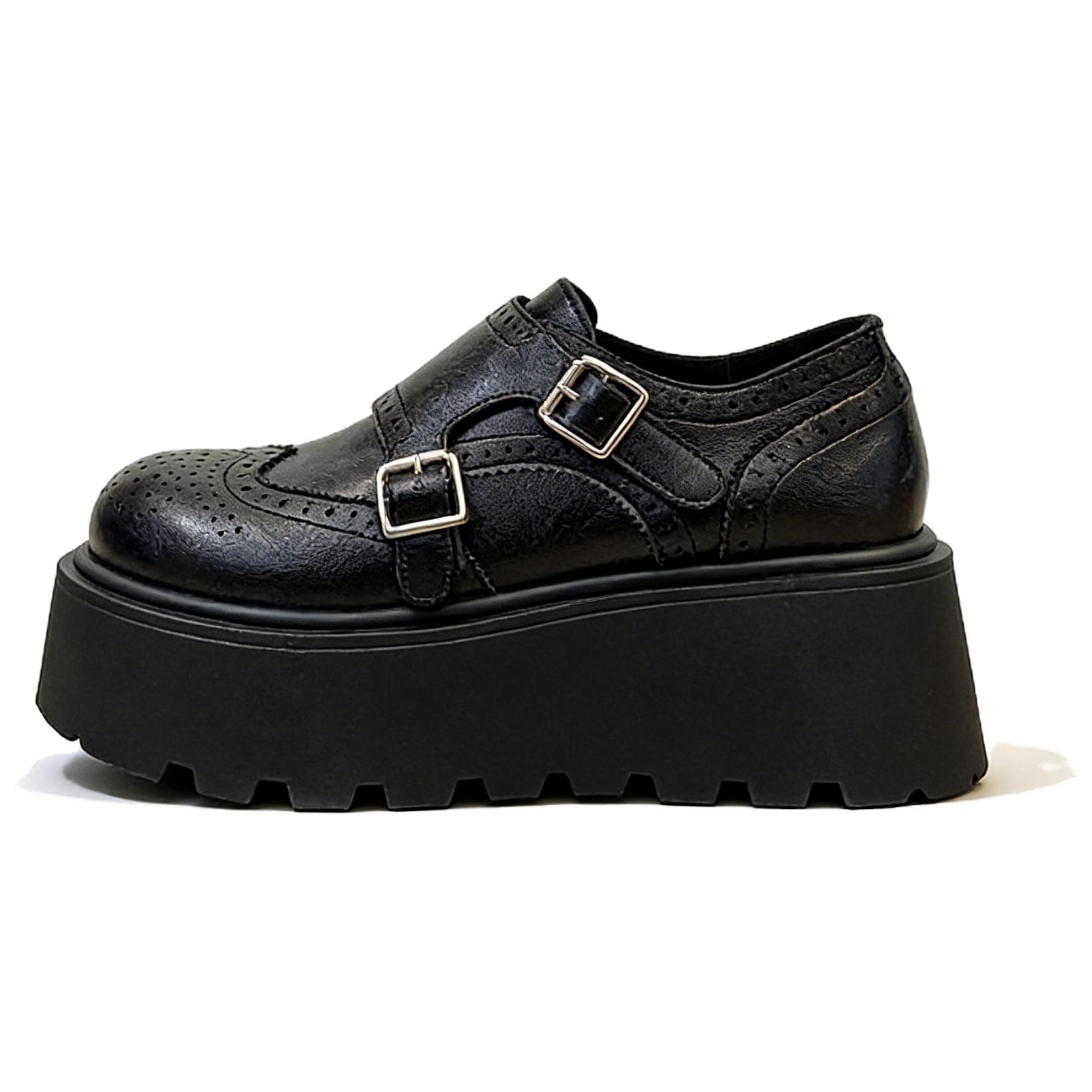 NX DOUGHNUT PU increased thick sole platform small leather shoes British style single shoes loafers for women