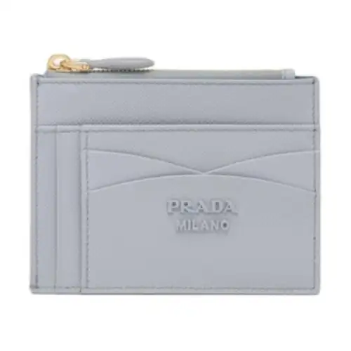 PRADA Saffiano Leather Card Holder Women's Blue