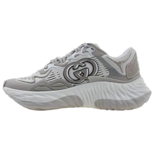 GUCCI Ripple Mesh Low top Casual Shoes 6.5cm Women's Gray White