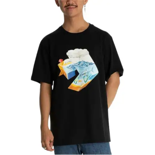 Converse T Shirts Men's Black Crew Neck Moderate Straight Fit
